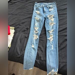 American Eagle Outfitters Light Blue Distressed Skinny Jeans